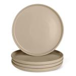 Amazon Basics Glazed Stoneware Dinner Plates, Ceramic 4-Piece Set, Microwave and Dishwasher-Safe, 10.5 in., Linen Gray
