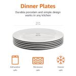 Amazon Basics 6-Piece White Dinner Plate Set, Microwave and Dishwasher Safe for Everyday Use, 10.5 inches