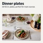 Amazon Basics Glazed Stoneware Dinner Plates, Ceramic 4-Piece Set, Microwave and Dishwasher-Safe, 10.5 in., Linen Gray