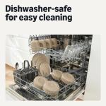 Amazon Basics Glazed Stoneware Dinner Plates, Ceramic 4-Piece Set, Microwave and Dishwasher-Safe, 10.5 in., Linen Gray