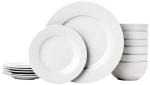 Amazon Basics Porcelain Dinnerware Set, Microwave and Dishwasher Safe, Service for 6, 18-Piece, Plates, Bowls, White