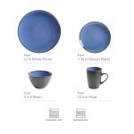 Gibson Elite Soho Lounge Round Reactive Glaze Stoneware Dinnerware Set, Service for 4 (16pc), Blue, Soho Round.