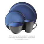Gibson Elite Soho Lounge Round Reactive Glaze Stoneware Dinnerware Set, Service for 4 (16pc), Blue, Soho Round.