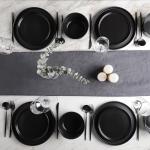 Stone Lain Celina Stoneware 16 Piece Modern Dinnerware Set, Plates and Bowls, Black Matte, Service for 4, Microwave & Dishwasher Safe