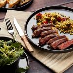 Stone Lain Celina Stoneware 16 Piece Modern Dinnerware Set, Plates and Bowls, Black Matte, Service for 4, Microwave & Dishwasher Safe