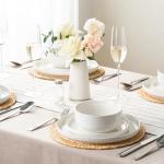 EWFEN Plates and Bowls Sets, 12 Pieces Ceramic Dinnerware Set for 4, Stoneware Dishware Dishes Set, Scratch Resistant Dishes Set, Dishwasher & Microwave Safe, White