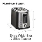 Hamilton Beach 2 Slice Extra Wide Slot Toaster with Bagel & Defrost Settings, Shade Selector with 7 Browning Levels, Toast Boost, Auto Shutoff, Black & Stainless Steel (22633)