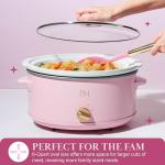 Paris Hilton 6-Quart Manual Slow Cooker, Features Three Settings (Low, High, Warm), Naturally Nonstick and Dishwasher Safe Stoneware Insert, Family Sized Capacity, Pink