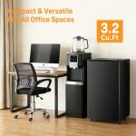 KMFurnila Mini Fridge with Freezer, 3.2 Cu.Ft Mini Refrigerators, Small Beverage Fridge with Adjustable Thermostat, for Bedroom, Office, Dorm, Single Door, Quiet & Energy Saving, Black