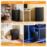 KMFurnila Mini Fridge with Freezer, 3.2 Cu.Ft Mini Refrigerators, Small Beverage Fridge with Adjustable Thermostat, for Bedroom, Office, Dorm, Single Door, Quiet & Energy Saving, Black