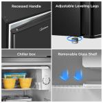 Midea WHS-65LB1 Compact Single Reversible Door Refrigerator, 1.6 Cubic Feet(0.045 Cubic Meter), Black