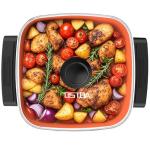 OSTBA Electric Skillet and Frying Pan with Glass Lid, 12"x12" Copper Nonstick Electric Pan for Cooking, 1500W Power, Cool Touch Handles, Adjustable Temperature, PTFE & PFOA Free