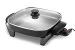 Elite Gourmet 12"x12"x2.15” Ceralast™ PFAS Free Ceramic Electric Skillet, Dishwasher Safe, Rapid Heat Up, 1200W, Dark Grey