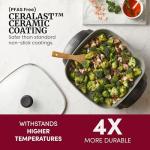 Elite Gourmet 12"x12"x2.15” Ceralast™ PFAS Free Ceramic Electric Skillet, Dishwasher Safe, Rapid Heat Up, 1200W, Dark Grey