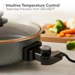 OVENTE 11.5-Inch Electric Skillet & Frying Pan, 1400W Nonstick Cooking Pan with Adjustable Temperature Control, Tempered Glass Lid with Steam Vent, Cool-Touch Handles, Easy-Clean Copper SK11112CO