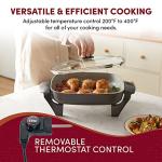 Elite Gourmet 12"x12"x2.15” Ceralast™ PFAS Free Ceramic Electric Skillet, Dishwasher Safe, Rapid Heat Up, 1200W, Dark Grey