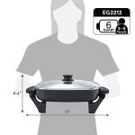 Elite Gourmet 12"x12"x2.15” Ceralast™ PFAS Free Ceramic Electric Skillet, Dishwasher Safe, Rapid Heat Up, 1200W, Dark Grey