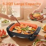 OSTBA Electric Skillet and Frying Pan with Glass Lid, 12"x12" Copper Nonstick Electric Pan for Cooking, 1500W Power, Cool Touch Handles, Adjustable Temperature, PTFE & PFOA Free