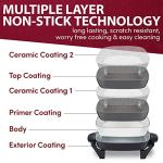 Elite Gourmet 12"x12"x2.15” Ceralast™ PFAS Free Ceramic Electric Skillet, Dishwasher Safe, Rapid Heat Up, 1200W, Dark Grey