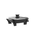 Elite Gourmet EG808 8” x 8" Non-stick Electric Skillet, Dishwasher Safe with Tempered Glass Vented Lid, Rapid Heat Up, 600W, Black