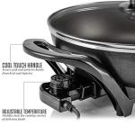 OVENTE Electric Wok with Nonstick Coating, 13 Inch Family-Sized Skillet, 1400W Power, Adjustable Temperature, Tempered Glass Lid, Cool Touch Handles and Easy to Clean Frying Surface, Black SK3113B