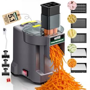 WantJoin 5 in 1 Electric Vegetable Chopper - Multifunctional Commercial Food Processor with Stainless Steel Blades for Slicing(2.5mm), Dicing(6/8/12mm), Shredding, Chopping(2.5mm)