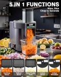 WantJoin 5 in 1 Electric Vegetable Chopper - Multifunctional Commercial Food Processor with Stainless Steel Blades for Slicing(2.5mm), Dicing(6/8/12mm), Shredding, Chopping(2.5mm)