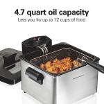 Hamilton Beach Electric Deep Fryer with 3 Baskets and Lid, 4.5 Liters / 19 Cups Oil Capacity, Temperature Control, View Window, Professional Style, 1800 Watts, Stainless Steel (35034)