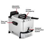 T-fal 3.5L Stainless Steel Deep Fryer with Basket for Home Use, 1700W, Deep Fryer with Oil Filtration, Temp Control, Digital Timer