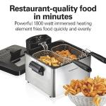 Hamilton Beach Electric Deep Fryer with 3 Baskets and Lid, 4.5 Liters / 19 Cups Oil Capacity, Temperature Control, View Window, Professional Style, 1800 Watts, Stainless Steel (35034)