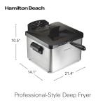 Hamilton Beach Electric Deep Fryer with 3 Baskets and Lid, 4.5 Liters / 19 Cups Oil Capacity, Temperature Control, View Window, Professional Style, 1800 Watts, Stainless Steel (35034)