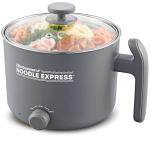 Elite Gourmet NOODLE EXPRESS™ Hot Pot, Prepare Ramen, Rice, Soups, Stews, Boil Water, Stainless-Steel Interior, Glass Lid, High/Low/Off Settings, Grey