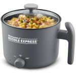 Elite Gourmet NOODLE EXPRESS Electric Hot Pot, Prepare Noodles, Soups, Stews, Cool-touch Handle, Ceralast™ PFAS-Free Ceramic Non-stick, Tempered Glass Lid, 2 Heat Settings-High/Low, Grey