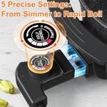 Stariver 6L Electric Hot Pot with Divider - Dual-Flavor Fondue & Shabu Shabu Pot, 1360W with 5-Temp Control, Non-Stick & BPA-Free, Perfect for Family Dinners & Parties