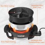 Stariver 6L Electric Hot Pot with Divider - Dual-Flavor Fondue & Shabu Shabu Pot, 1360W with 5-Temp Control, Non-Stick & BPA-Free, Perfect for Family Dinners & Parties