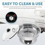 Aroma Housewares ASP-610 Dual-Sided Shabu Hot Pot, 5Qt, Stainless Steel Aroma Housewares 3 Uncooked/6 Cups Cooked Rice Cooker, Steamer, Multicooker, 2-6 cups, Black