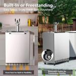 HCK Kegerator, 24 Inch Outdoor Kegerator for Patio with 3 Taps, Full Size Beer Dispenser and Beverage Refrigerator with Auto Defrost & Reversible Stainless Steel Door, Ideal for Home Bars