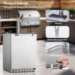 HCK Kegerator, 24 Inch Outdoor Kegerator for Patio with 3 Taps, Full Size Beer Dispenser and Beverage Refrigerator with Auto Defrost & Reversible Stainless Steel Door, Ideal for Home Bars