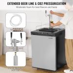 VEVOR Beer Kegerator, Dual Tap Draft Beer Dispenser, Full Size Keg Refrigerator With Shelf, CO2 Tank(No Gas), Drip Tray & Rail, 23°F- 82.4°F Temperature Control, 162L, Silver