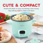 Dash Mini Ceramic Rice Cooker - Designed for Single-Serve Cooking - Compact Rice Cooker with Nonstick Removable Pot, Keep Warm Function & Easy-to-Clean Sleek Design - Aqua Ceramic