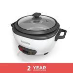 BLACK+DECKER Rice Cooker 6-Cup (Cooked) with Steaming Basket, Removable Non-Stick Bowl, White