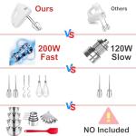 5-Speed Electric Hand Mixer, 4 Large Mixing Bowls Set, Handheld Mixers with Whisks Beater, Stainless Steel Metal Nesting Bowl Measuring Cups Spoons Kitchen Cake Blender for Baking Supplies