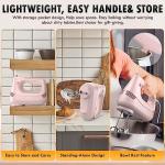 GUALIU Electric Hand Mixer with Stainless Steel Whisk, Dough Hook Attachment and Storage Bag, Handheld Mixer for Baking Cakes, Eggs, Cream Food Mixers. Turbo Boost /5 Speed Kitchen Blender PINK