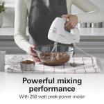 Hamilton Beach 6-Speed Electric Hand Mixer with Whisk, Traditional Beaters, Snap-On Storage Case, 250 Watts, White