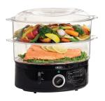 BELLA Two Tier Food Steamer with Stackable Baskets & Removable Base for Fast Simultaneous Cooking - Auto Shutoff & Boil Dry Protection, 7.4 QT, Black