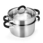 Kirecoo 3.2QT Steamer for Cooking - Stainless Steel Steam Pot with Steamer Basket, Cooking Stock Pot with Silicone Handle, Lid for Vegetable, Dumplings, Soup, Food, 3Ply Bottom Boiling Stew Cookware