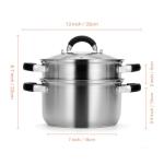 Kirecoo 3.2QT Steamer for Cooking - Stainless Steel Steam Pot with Steamer Basket, Cooking Stock Pot with Silicone Handle, Lid for Vegetable, Dumplings, Soup, Food, 3Ply Bottom Boiling Stew Cookware