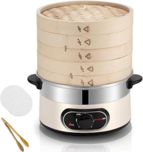 2-Tier Electric Food Steamer, 1500W with 60 Min Timer, Auto Shut-Off, Boil Dry Protection for Healthy Cooking, Vegetable Prep & Meal Prep - Perfect for Quick, Nutritious Meals