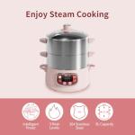 Bear Electric Multifunctional Food Steamer, One Touch Digital Steamer with Timer, Vegetable Steamer 2 Tiered Stackable Stainless Steel Baskets, Auto Shut-off & Anti-dry Protection, 1200W, 8.5Quart
