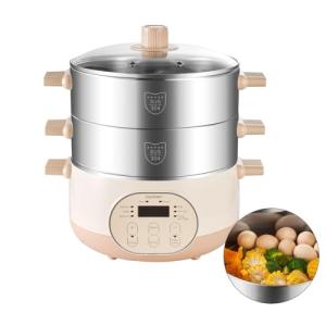 Joydeem Electric Food Steamer for Cooking, 2-Tier Stainless Steel Vegetable & Food Steamers, 15L/15.9 qt Large Capacity, JD-DZG15B